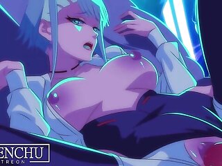 Maenchu Hentai: Lucy's wild ride with a horny cyberpunk